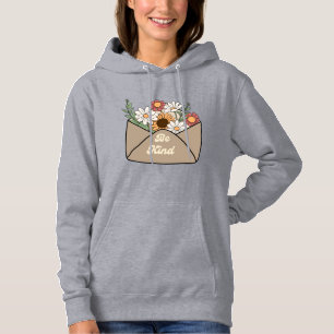 Sudadera cita para ser amable en sobre de mensaje de flor