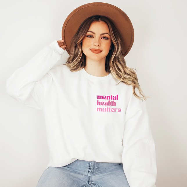 Sudadera Cita retro sobre salud mental Barbiecore rosa (Mental Health Matters Sweatshirt | Retro Quote Barbiecore Pink | Aesthetic Sweater)