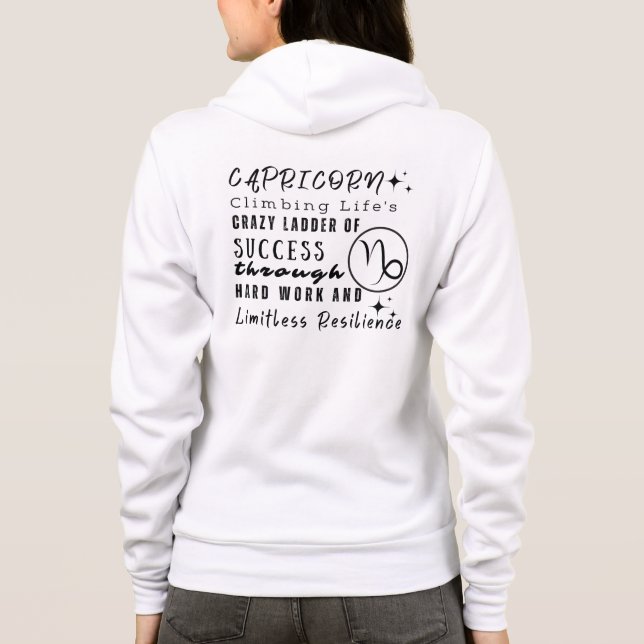 Sudadera Citas Motivacionales de Capricornio Rótulo Zodiaco (Reverso)