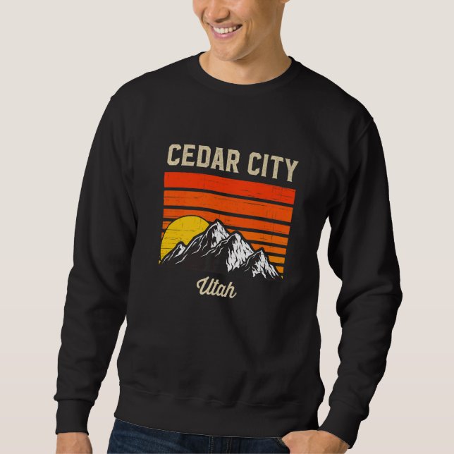 Sudadera Ciudad Cedar Utah Retro Ciudad Vieja Estado Ee.Uu. (Anverso)