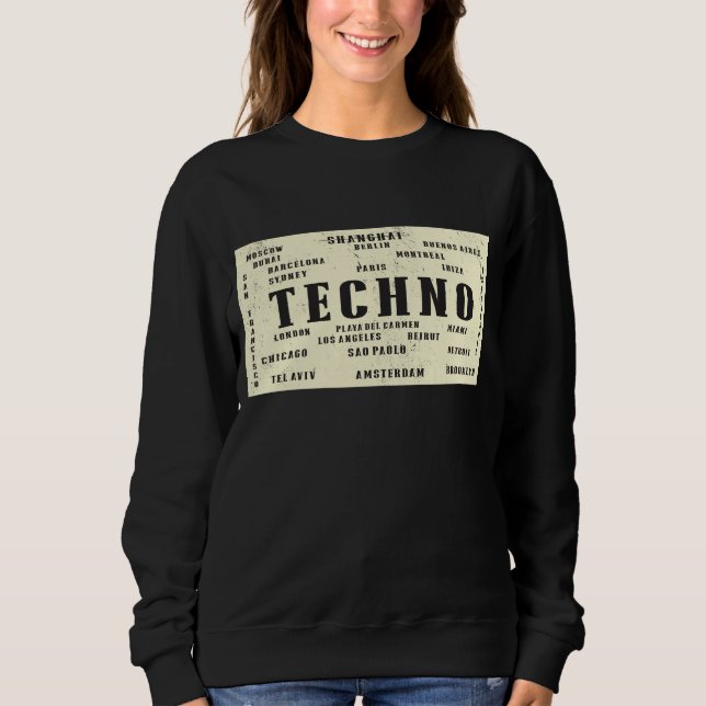 Sudadera Ciudades internacionales del delirio de EDM Techno (Anverso)