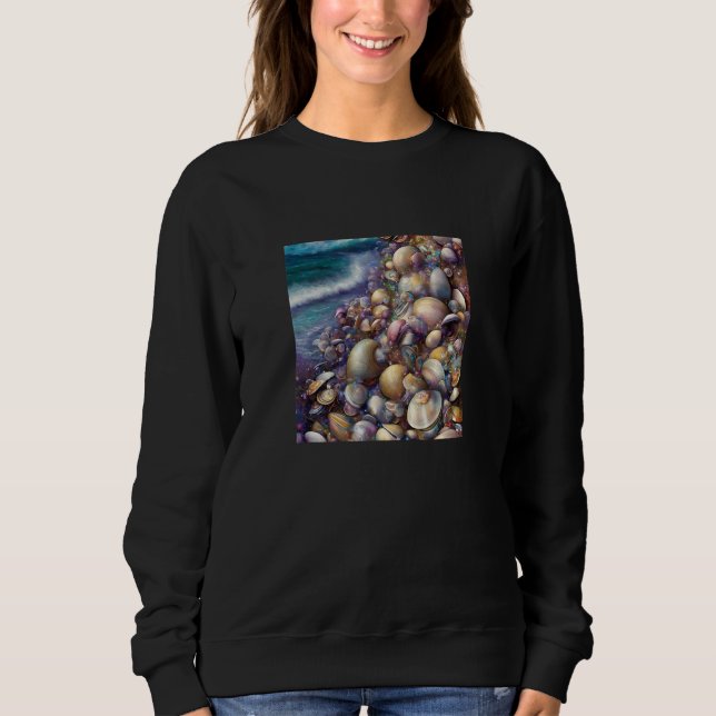 Sudadera Clam Seashell Shell Collector Beach Ocean Coastal  (Anverso)