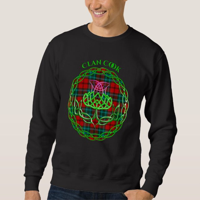 Sudadera Clan Cook Scottish Tartan Celtic Thistle (Anverso)