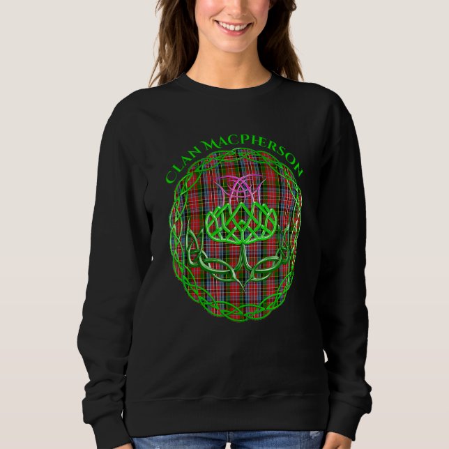 Sudadera Clan Macpherson Scottish Tartán Celtic Thistle (Anverso)