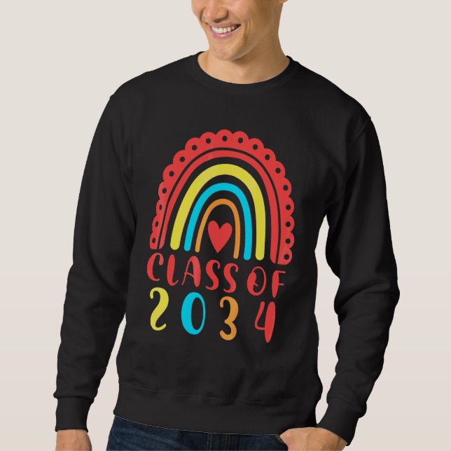 Sudadera Clase de 2034 Guardería Preescolar Rainbow Parte T (Anverso)