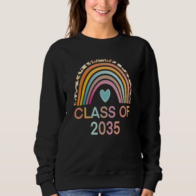 Sudadera Clase De 2035 Leopardo Arcoiris PreK Crecer Con Me (Anverso)