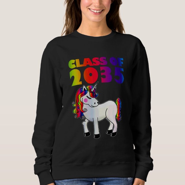 Sudadera Clase De 2035 Unicornio Cute Primer Día Escolar De (Anverso)