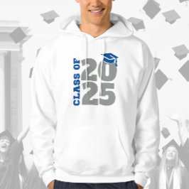 Sudadera Clase de Hoodie de Graduado Azul y Gris 2025