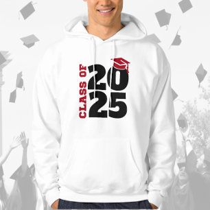 Sudadera Clase de Hoodie de Graduado Rojo y Negro de 2025