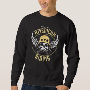 Sudadera Clásico Americano De Motociclismo Skull And Wings