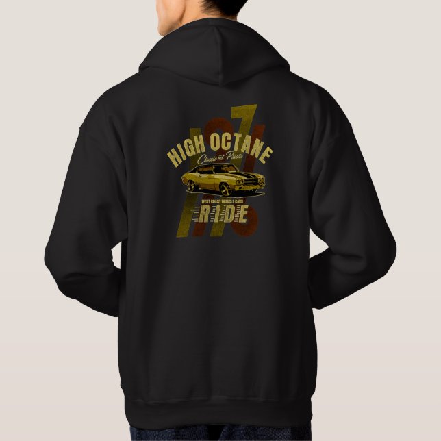 Sudadera Clásico Coche Muscle de alta octano de 1971 (Reverso)