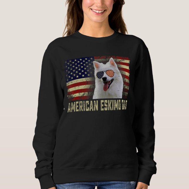 Sudadera Clásico Retro Usa Flag American Eskimo Dad Padres (Anverso)