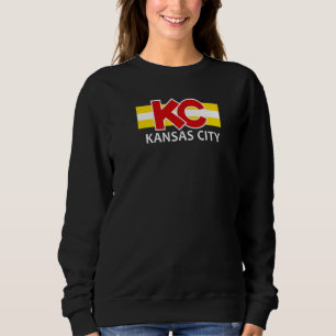 Sudadera Clásico Rojo Kansas City Rojo Amarillo Rayas Retro