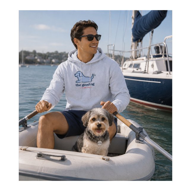 Sudadera Clásico Silueta de Perro Seersucker Azul y Blanco (Subido por el creador)