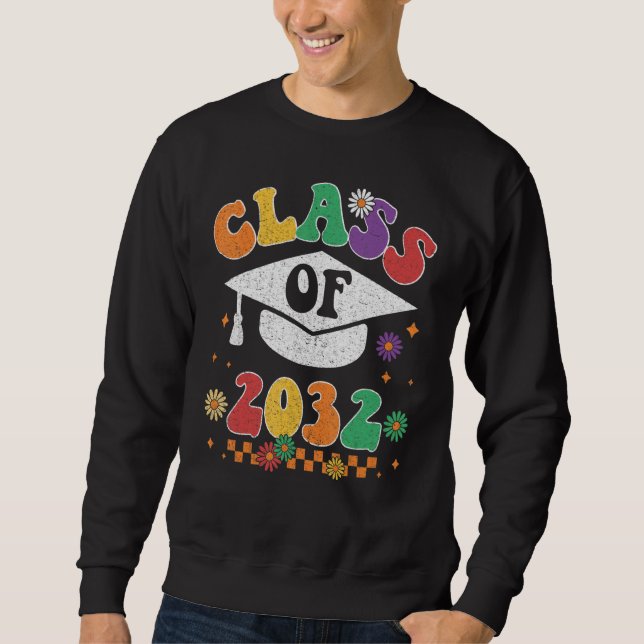 Sudadera Class Of 2032 Grow With Me Pre K Graduate Groovy R (Anverso)