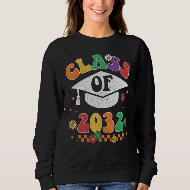 Sudadera Class Of 2032 Grow With Me Pre K Graduate Groovy R (Anverso)