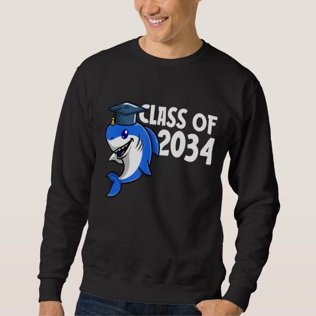 Sudadera Class Of 2034 Shark Graduate Pre K Kindergarten Pr (Anverso)