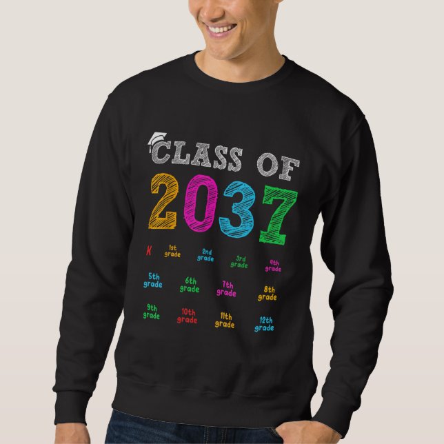 Sudadera Class Of 2037 Grow With Me Handprint Kindergarten  (Anverso)