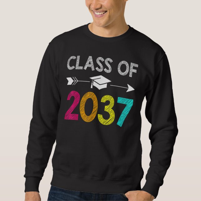 Sudadera Class Of 2037 Grow With Me Kindergarten Graduation (Anverso)