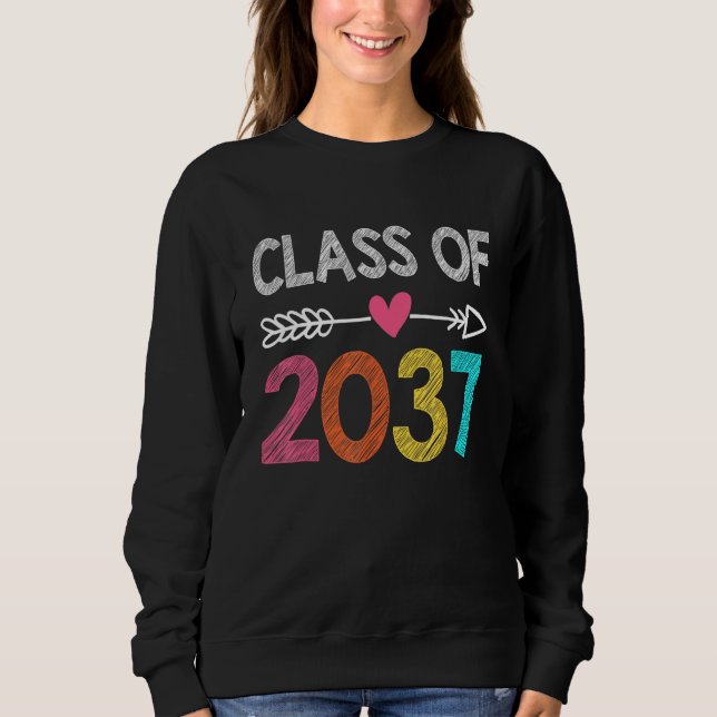 Sudadera Class Of 2037 Kindergarten Pre K Grow With Me Grad (Anverso)
