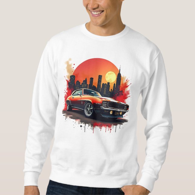 Sudadera Classic Muscle Car with Bold Urban Skyline Design (Anverso)