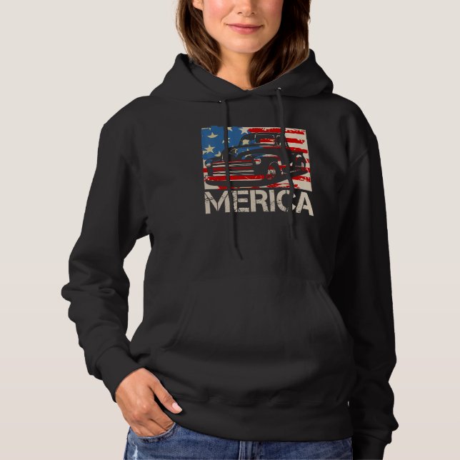 Sudadera Classic Truck  Merica American flag with pickup tr (Anverso)