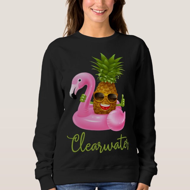 Sudadera Clearwater Florida Beach Tropical  Flamingo Pineap (Anverso)