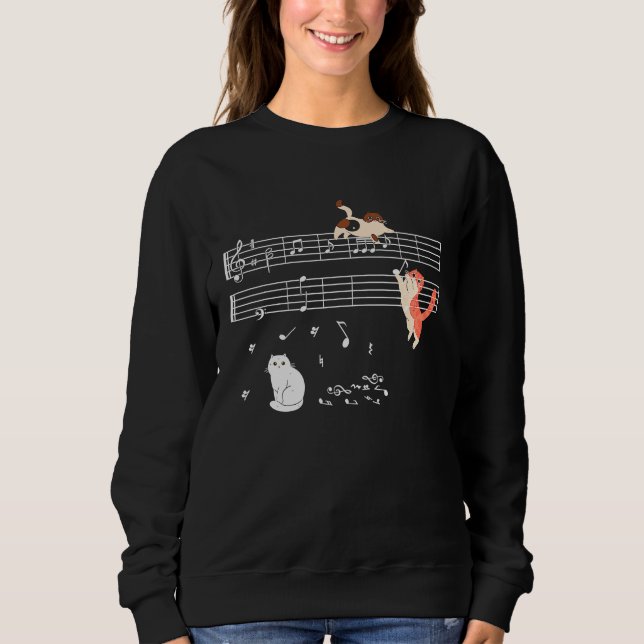 Sudadera Clef Musician Cute Cat Kitty Play Music Note (Anverso)