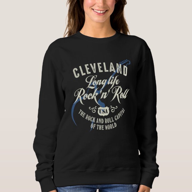 Sudadera Cleveland Long Life Rock'n'roll Music Guay Vintage (Anverso)