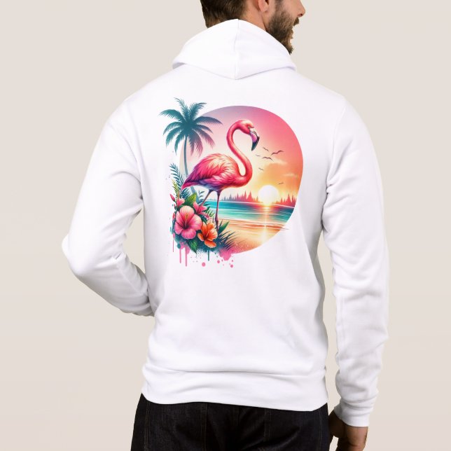 Sudadera Clipart Atardecer Flamenco Rosa-93938 (Reverso)