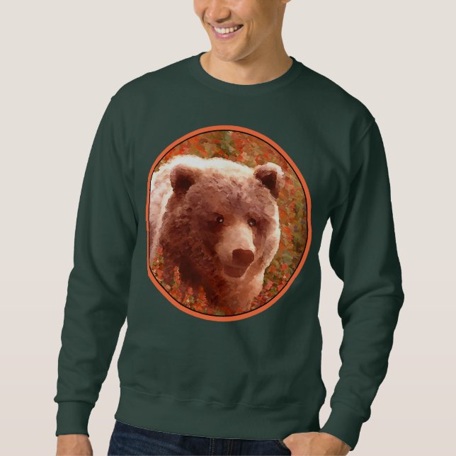 Sudadera Club de oso pardo en pintura de marihuana de fuego (Anverso)