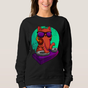 Sudadera Club De Radio De Gato De Jockey De Disco Dj Turnta
