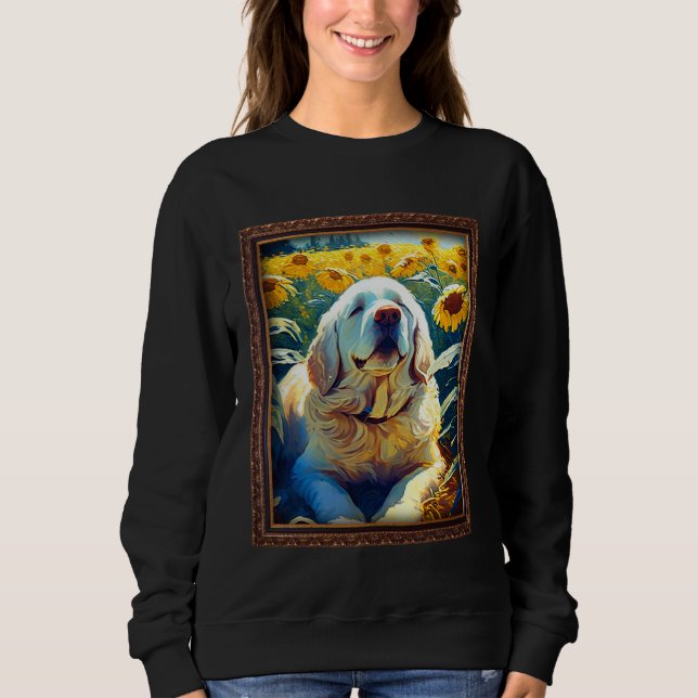 Sudadera Clumber Spaniel Painting Sunflower Flower Mom Wome (Anverso)