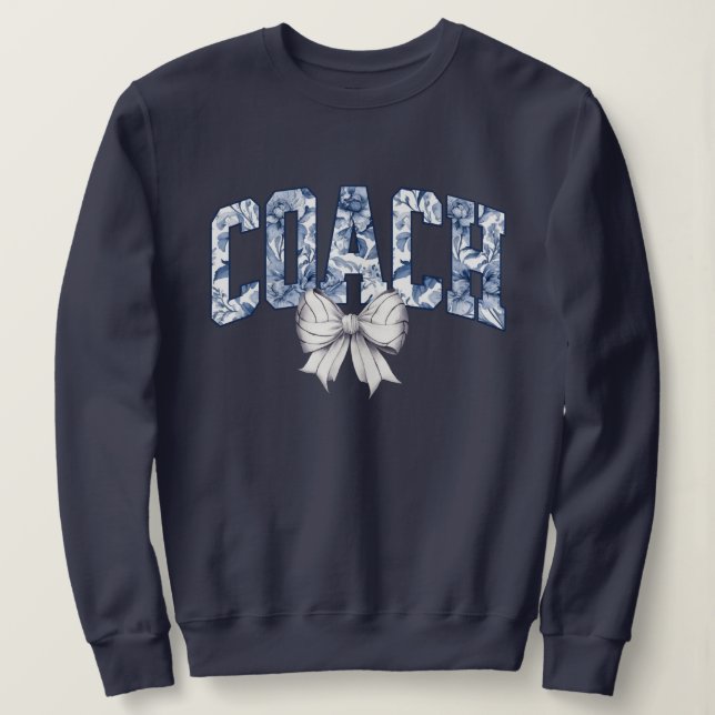 Sudadera Coach de voleibol Blue Floral Bow (Anverso del diseño)