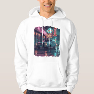 Sudadera Coche Clásico de los Años 40 bajo Luces de Neón