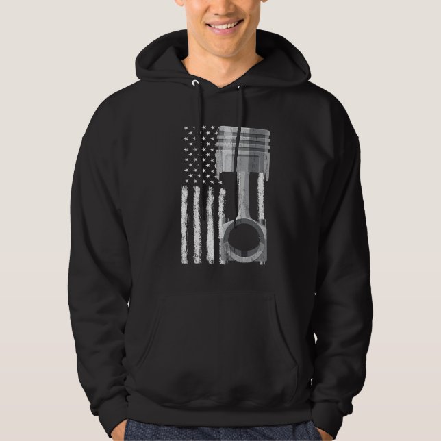 Sudadera Coche muscular de pistón de bandera americana 2 (Anverso)