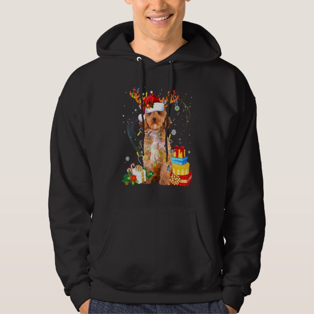 Sudadera Cockapoo Navidad Reno Santa Luces Perro Xmas (Anverso)