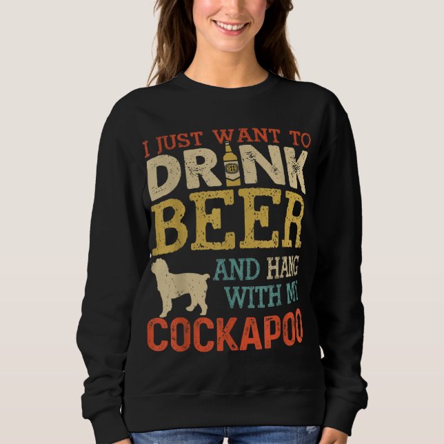 Sudadera Cockapoo Papá Bebe Cerveza Colgada Con Perro Hombr (Anverso)