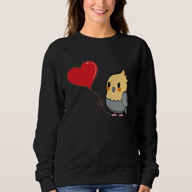 Sudadera Cockatiel With Heart Balloon Valentines Day Love B (Anverso)