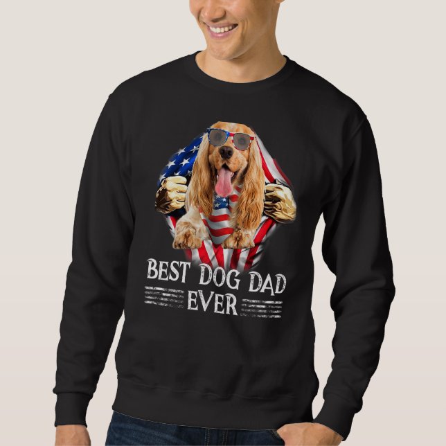 Sudadera Cocker Inglés Spaniel Dad Bandera Estadounidense 4 (Anverso)