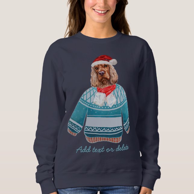 Sudadera Cocker inglés Spaniel Navidades feos mamá perro (Anverso)