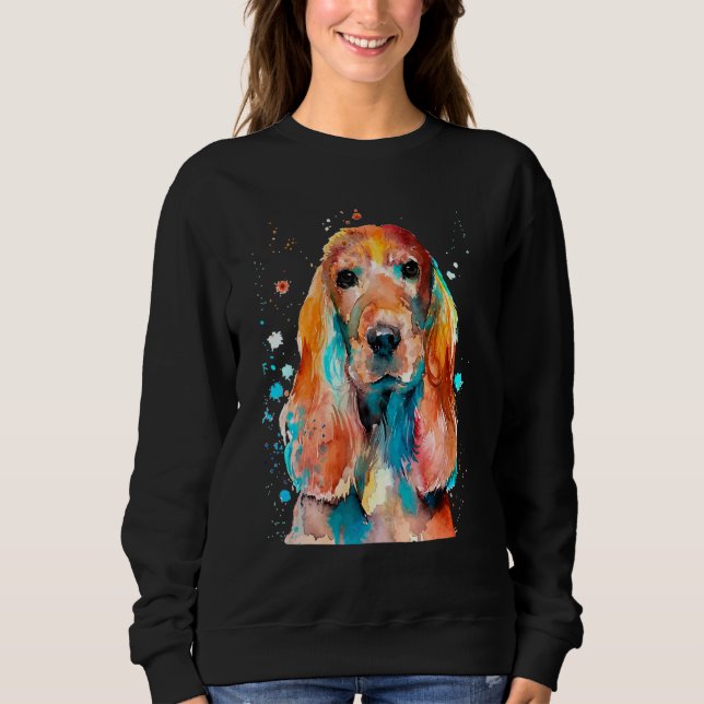 Sudadera Cocker Spaniel Cockerspaniel Watercolor Gráfico De (Anverso)