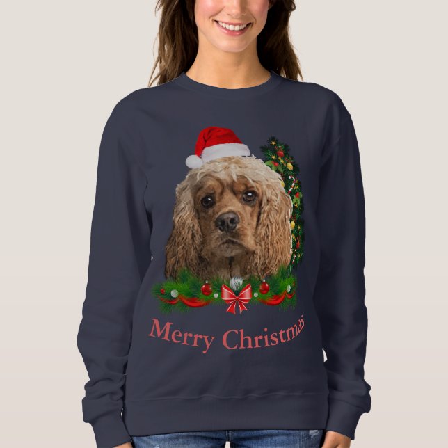 Sudadera Cocker spaniel Navidad  (Anverso)