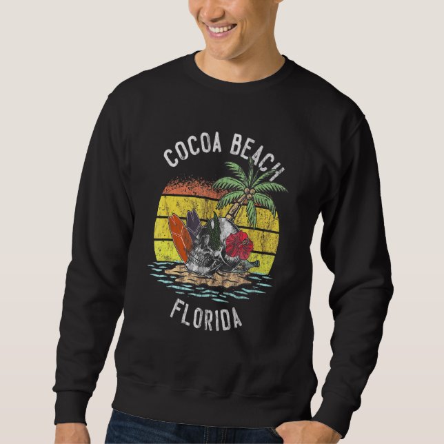 Sudadera Cocoa Beach Florida Palms Skull Surf Sunset Vacati (Anverso)