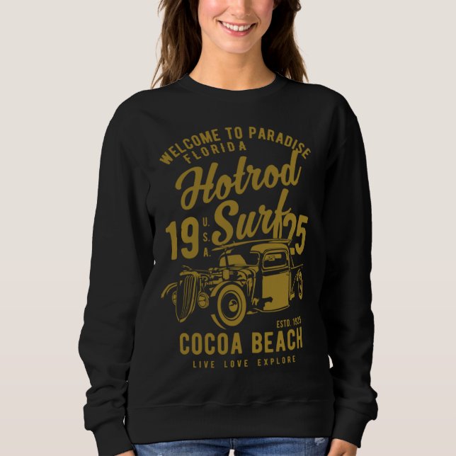 Sudadera Cocoa Beach Florida Retro Hotrod Surf  1 (Anverso)