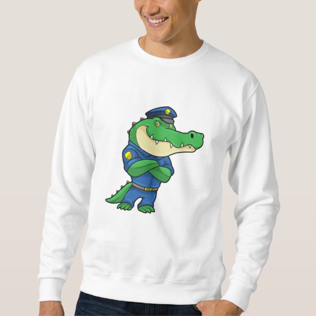 Sudadera Cocodrilo como oficial de policía con uniforme pol (Anverso)