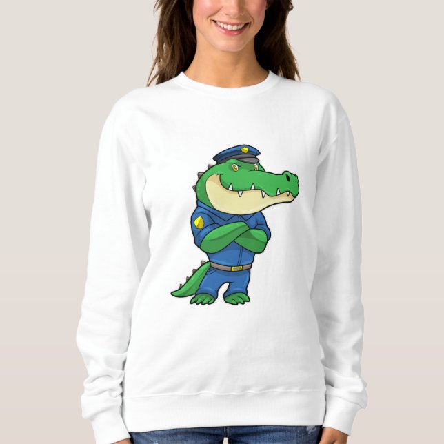 Sudadera Cocodrilo como oficial de policía con uniforme pol (Anverso)