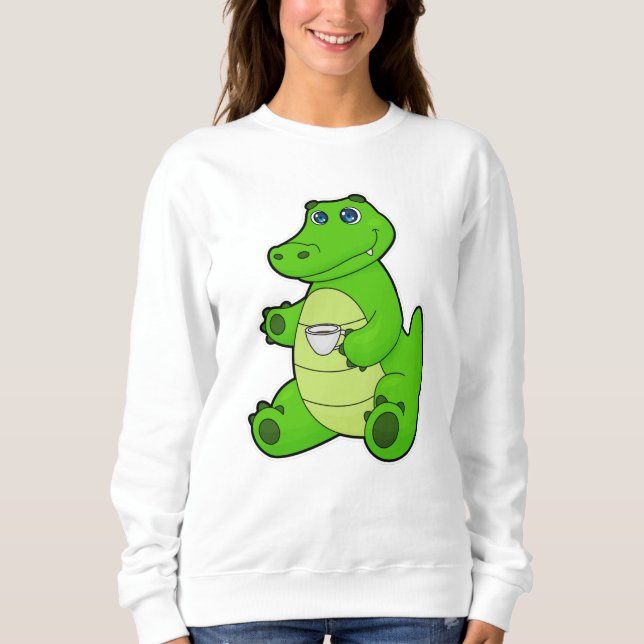 Sudadera Cocodrilo con taza de café (Anverso)