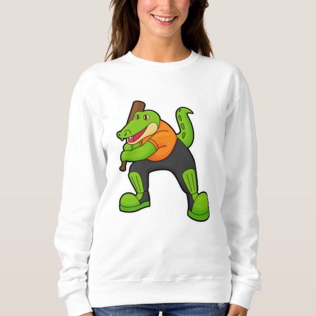 Sudadera Cocodrilo en el críquet con bate de críquet (Anverso)