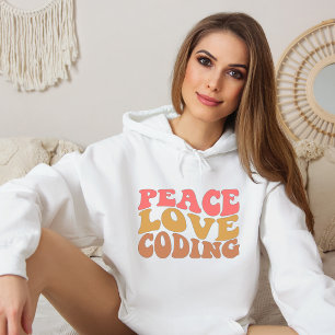 Sudadera Codificación de amor por la paz retro